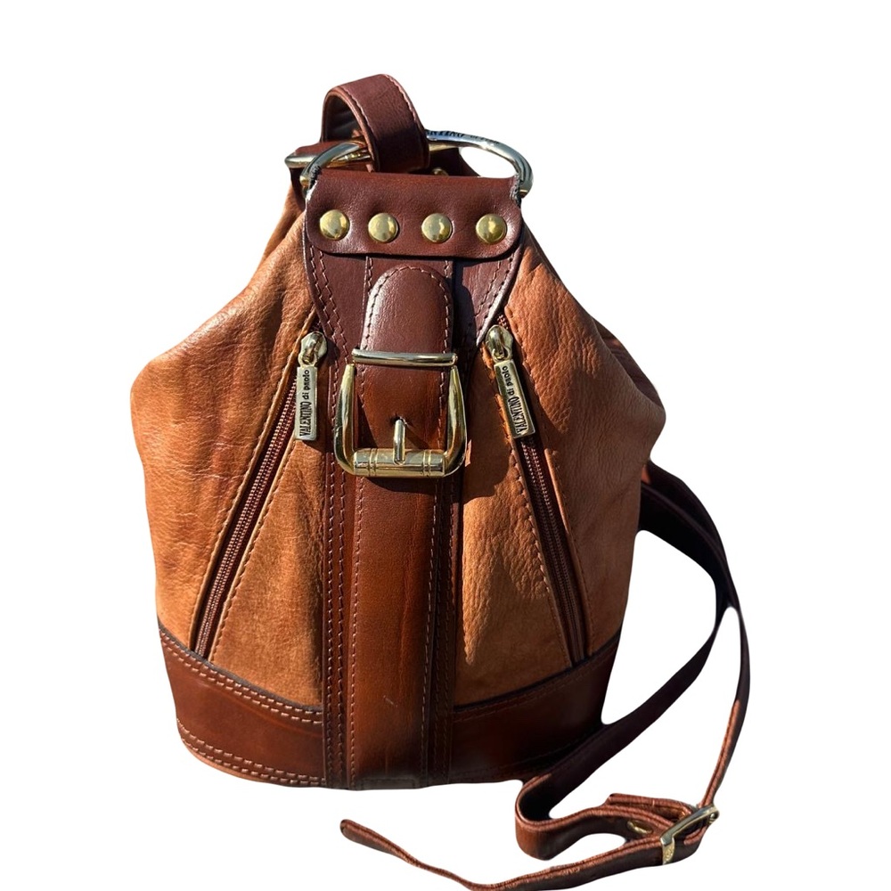 Vintage Valentino Di Paolo Leather Bucket Backpack Bag